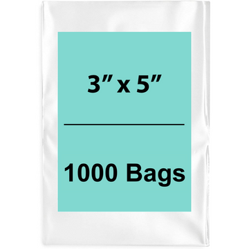 3X5 inches Clear Flat Poly Bags 2Mil Open Top (LDPE)